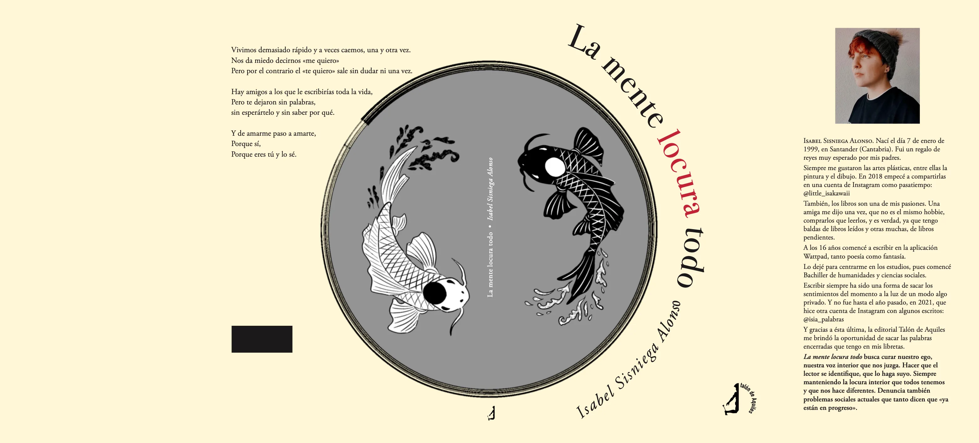Cubierta completa del poemario con ilustración de peces koi