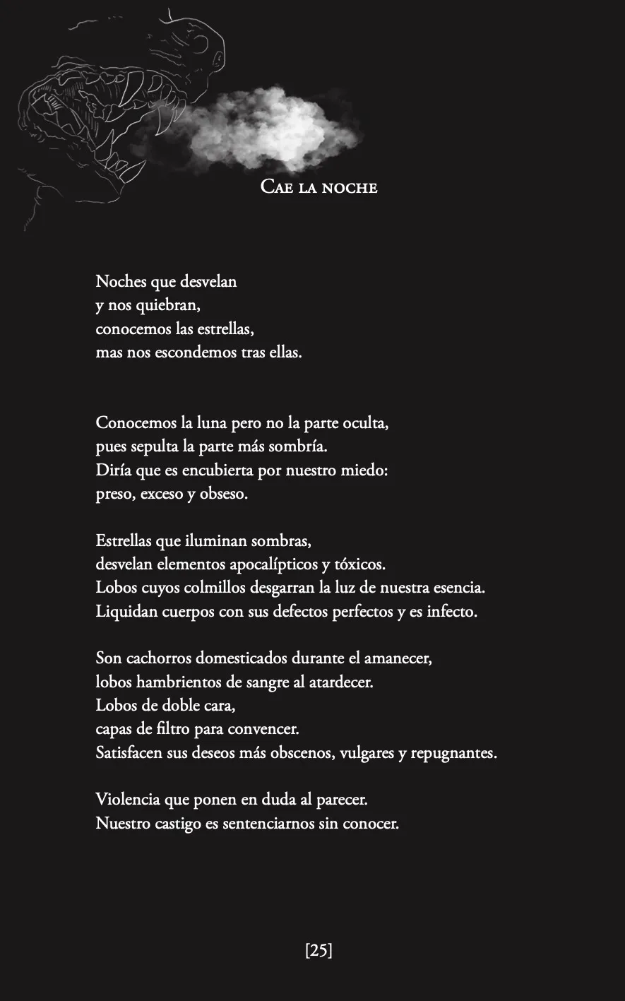 Página ilustrada Cae la noche